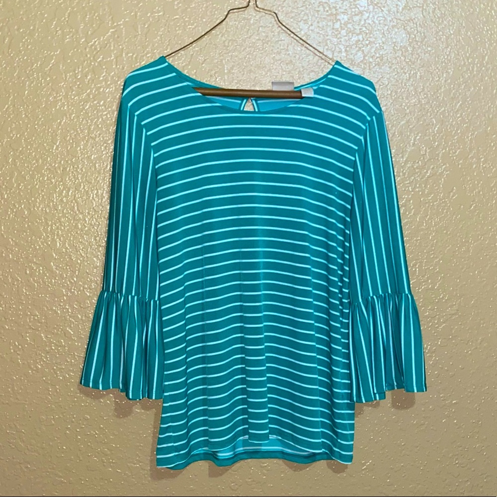 Chicos Blue Striped Blouse